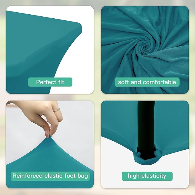 4FT Table Cloth for Rectangular Fitted Events Stretch Emerald Green Table Covers Washable Spandex Tablecloth Protector for Party, Wedding, Cocktail, Banquet, Festival