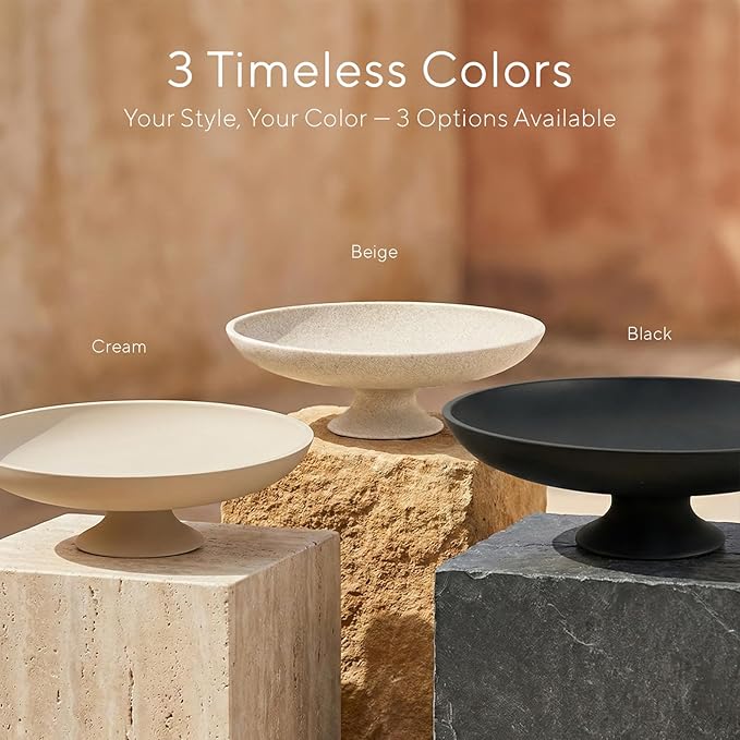 Large Decorative Bowl, Modern Pedestal Bowl for Home Decor, Decorative Fruit Bowl for Kitchen Counter, Stylish Key Bowls for Entry Table, 11.45” Diameter & 3.8” Height