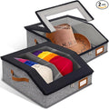 2-in-1 Hat Organizer for Baseball Caps Holds 48-60 Hats Holder for Closet with Clear lid Stackable Hat Storage with Adjustable Space Cowboy Hat Box for Men Women 2 PCS Black and Grey