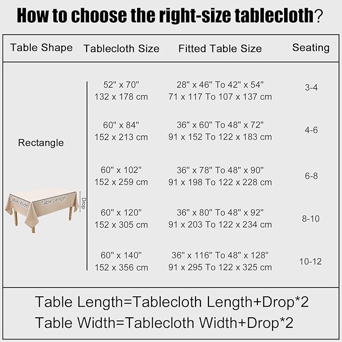 Smiry Square Table Cloth Linen Textured, Waterproof Spillproof Anti-Wrinkle Burlap Tablecloth, Washable Decorative Fabric Table Cover for Dining, Party, Banquet, 60 x 60 Inch, Linen