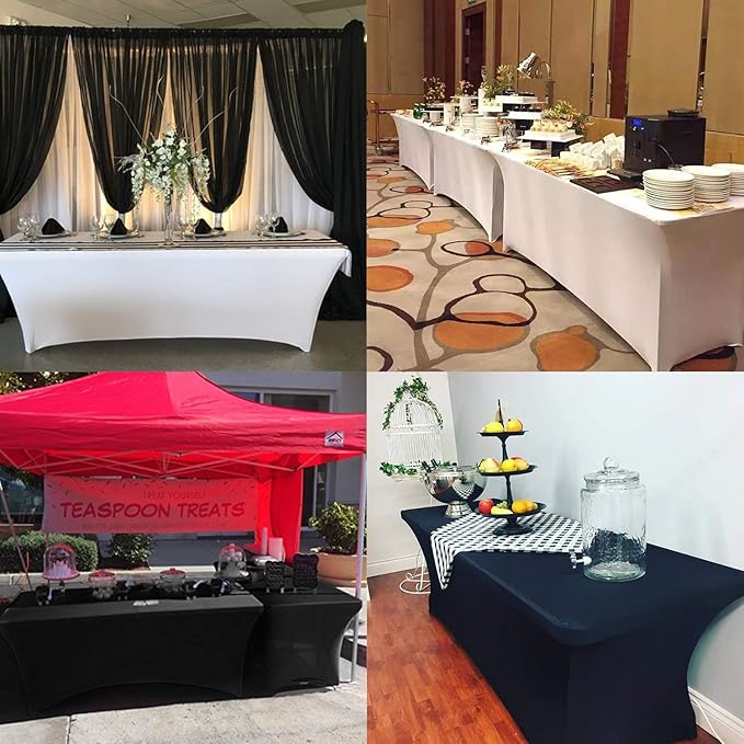 LZY Spandex Fitted Stretch Table Cover for 6 ft or 4ft or 8ft Folding Table, Rectangular Cocktail Tablecloth, Perfect for Party or Banquet