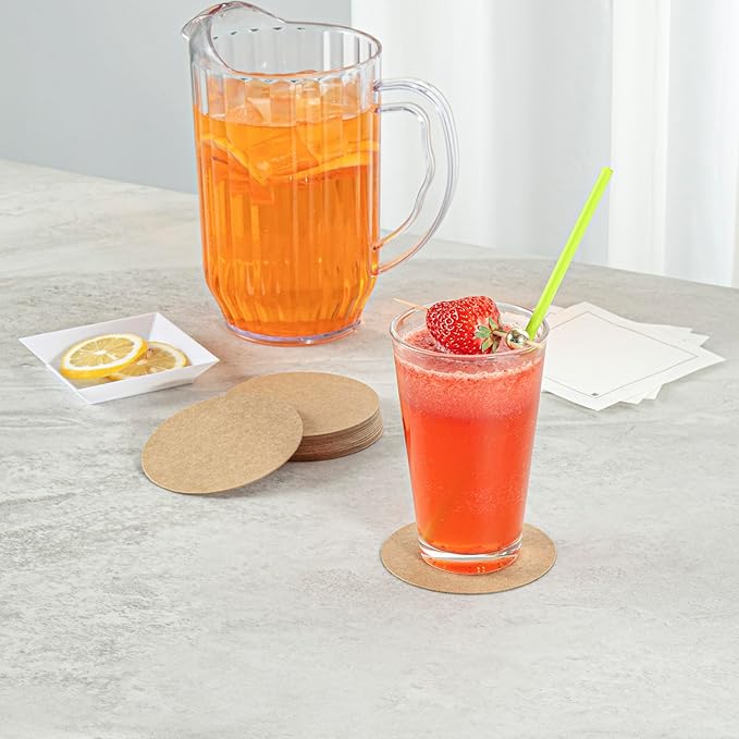 Restaurantware Paper Coasters 100 Pack of 3.5 Inch Disposable Beverage Coasters Absorbent for Hot and Cold Drinks Kraft Coffee Cup Essentials for Table Decor, Kitchen, Home Patio or Living Room
