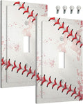 Decorative Light Switch Cover Baseball Sports Ball Game 1 Gang Wall Plate Cover Single Toggle Outlet Covers Switchplate Electrical Faceplate for Bathroom Bedroom Decor（2 Pack）