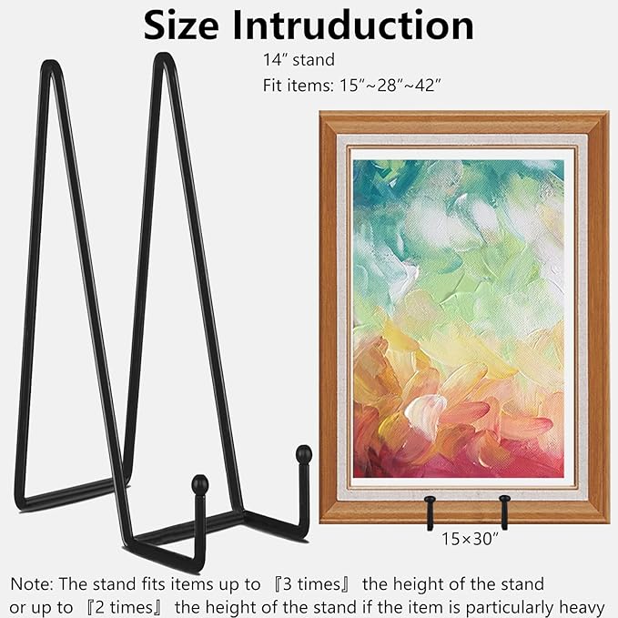 IBosins 5 Pack 14 Inch Plate Holder Display Stands, Large Metal Black Frame Stand for Picture, Book, Photo Easel, Creation, Collectibles