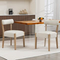 Modern Dining Chairs Set of 2 – Mid-Century Modern Faux Leather Upholstered Kitchen & Dining Room Chairs with Curved Back, Oversized Rounded Seat, Sturdy Wood Frame, Beige
