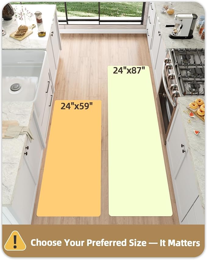 Color&Geometry Anti Fatigue Kitchen Mats for Floor 24x59, Vintage Decor, Easy Clean, Waterproof & Oil Proof, 0.4" Thick Cushioned, Non-Slip Kitchen Runner Rug for Sink, Laundry, Office, Brown