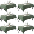 6-Pack 60x60 inch Sage Green Table Cloths, Solid Stain and Wrinkle Resistant Tablecloth, Premium Plain Weave Polyester Fabric Rectangle Table Linen Covers for Hotel, Banquet
