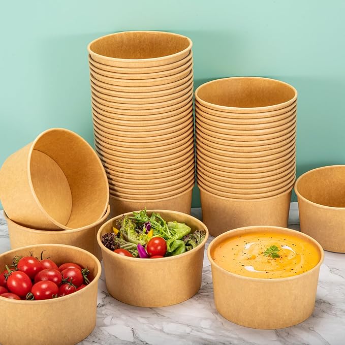 Large Paper Bowls,80Pcs 30 Oz Disposable Soup Bowls Bulk,Kraft Paper Salad Bowl,Round Disposable Paper Bowls,Paper Soup Bowls for Hot/Cold Food Soup Salad
