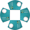 Wedge Shape Placemats for Round Dinner Table Woven Vinyl Non Slip Plastic PVC Table Mats Placemats Set of 4（Blue）