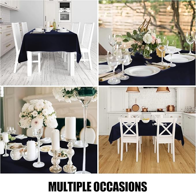 Smiry Rectangle Table Cloth, Waterproof Anti-Scratch Polyester Tablecloth, Decorative Washable Fabric Table Cover for Dining, Buffet, Parties and Outdoor, 60x140, Navy
