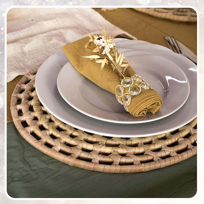Crystal Metal Napkin Rings Set, Elegant Wedding/Party Table Decor, Shiny Holiday Dinner Accessories Bulk, Bridal Shower Gift, Anniversary, Christmas, Home Decor Essentials (Gold, 12-Pcs)