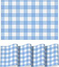 Artoid Mode Buffalo Plaid Vinyl Placemats Set of 4, 12x18 Inch Washable Non-Slip Heat Resistant Plastic Place Mats for Party Dining Table, Blue/White