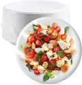 YANGRUI Plastic Plates Shrink Wrap 10" 150 Pack - Unbreakable Mineral Filled PP | BPA Free Commercial White Tray | Microwave Safe Freezer Ready | Reusable & Disposable Heavy Duty Bulk Party Plate