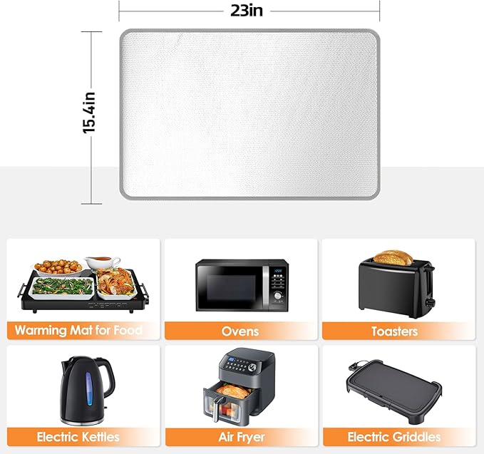 Heat Resistant Mat for Food Warming Mats 23×15.4 in, Heat Resistant Mats for Countertop Reflects 95% of Heat, Waterproof and Oilproof Hot Pad for Air Fryer, Coffee Maker, Oven
