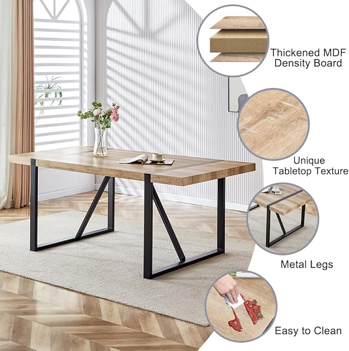 9 Piece Dining Table Set,Modern 71'' Rectangle Wood Kitchen Table and Fabric Dining Chairs Set of 8,Dining Table Set for 8,Ideal for Kitchen Dining Room