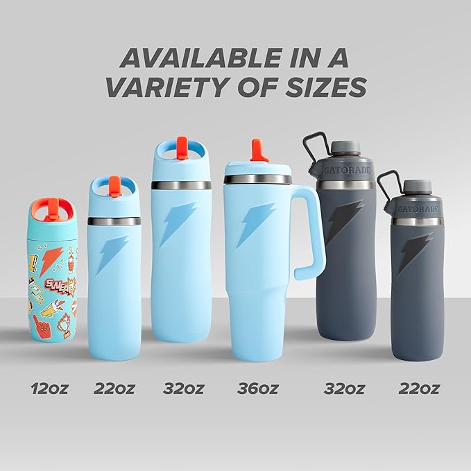 Gatorade 'Overtime' 32oz Stainless Steel Water Bottle, Straw Cap, Light Blue