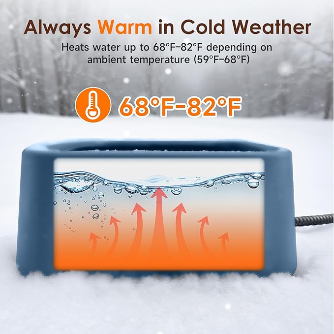 Heated Water Bowl for Dogs & Cats, 3.5L/120oz Large Heated Dog Bowl for Pets, Livestock & Outside Animal, Safe Anti-Tip Heated Pet Bowl for Indoor/Outdoor, Melts Ice, Wide Mouth, 25W, Blue