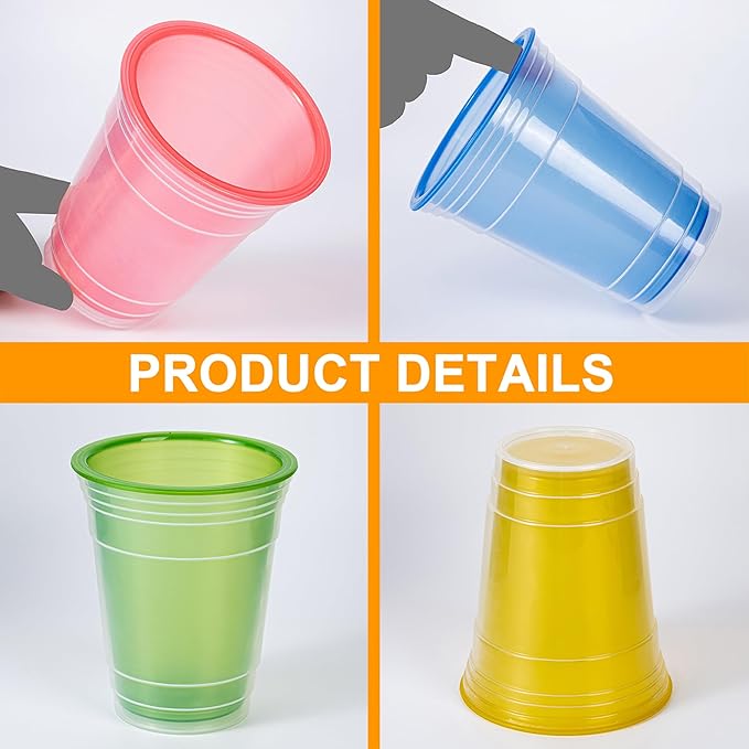 KX-WARE 18 Ounce Double Walled Colorful Tabletop Insulated Plastic Tumbler Cup Keeps Drinks Cold and Hot, set of 8 Multicolor