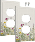 Outlet Covers Wildflower Botanical Plant Herbs Flower 1 Gang Duplex Light Switch Cover Plate Decorative Wall Plates Electrical Switchplate Receptacle for Bathroom Livingroom Decor（2 Pack）