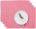Solino Home Linen Cloth Placemats Set of 4 - 100% Pure Linen Pink Carnation Placemats 14 x 19 Inch for Valentines, Spring, Easter - Fete