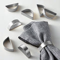 Cuff Brushed Silver Napkin Rings Set of 4, Modernist Napkin Ring Holder for Wedding, Banquet, Metallic Adornment for Table Settings, Glossy Serviette Buckles Decor (Semicircle - Silver)