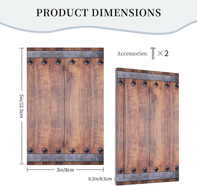 Light Switch Cover Rustic Farmhouse Barn Door Vintage Wood Wall Plate Cover 1 Gang Blank No Device Decorative Outlet Covers Electrical Switchplate for Bathroom Cabin Decor