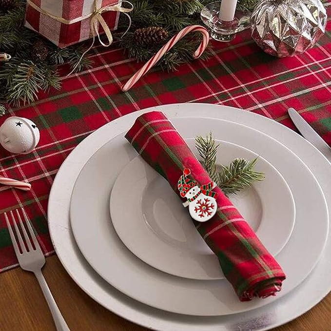 Christmas Snowman Napkin Rings Set of 6, Napkin Buckles, Napkin Rings Holder for Xmas, Thanksgiving, Dinner Party Table Decoration (Snowman-Silver)