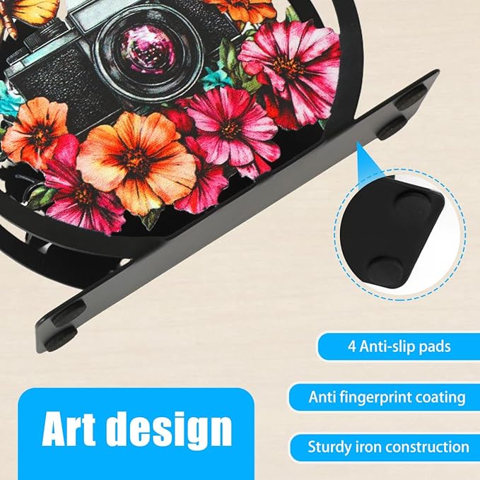 Modern Napkin Holder for Table Decor,Black Metal Napkin Dispenser fit Tissue Mail Bills Paper Towel Holder, Camera Butterfly Napkin Holders,Napkin Stand for Home Kitchen Dining Restaurant Cocktail