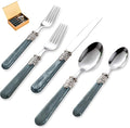 20 pieces 18/10 Stainless Steel Silverware Sets With Deep Grey Handle,Vintage Cutlery Sets,Sliverware set Service for 4,Dishware Safe (20, Deep Grey)