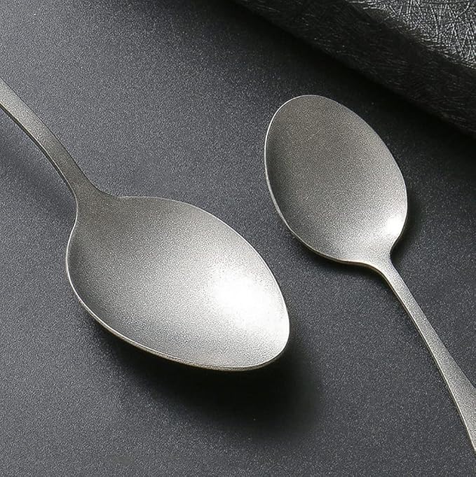 Matte Silverware Set for 8 Stainless Steel Flatware Set Vintage Style Delicate Cutlery Utensils 40 Piece Include Knives Forks and Spoons Tableware Set for Home Kitchen Wedding Restaurant