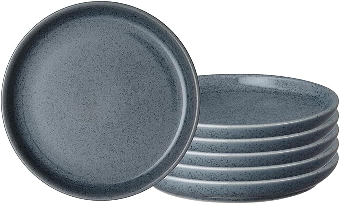 Denby - Dark Gray Speckle Dinner Plates Set of 6 - Gray Reactive Glaze, Patterned - Dishwasher, Microwave Safe Crockery 10.25" - Ceramic Stoneware Tableware - Chip & Crack Resistant