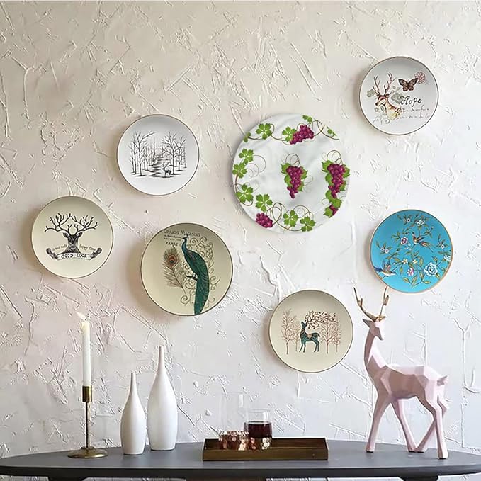 Ceramic Display Plate, Vine Ceramic Hanging Decorative Plate, Agriculture Harvest Yield, 6 Inch, Living Room Kitchen Decoration Household, Multicolor