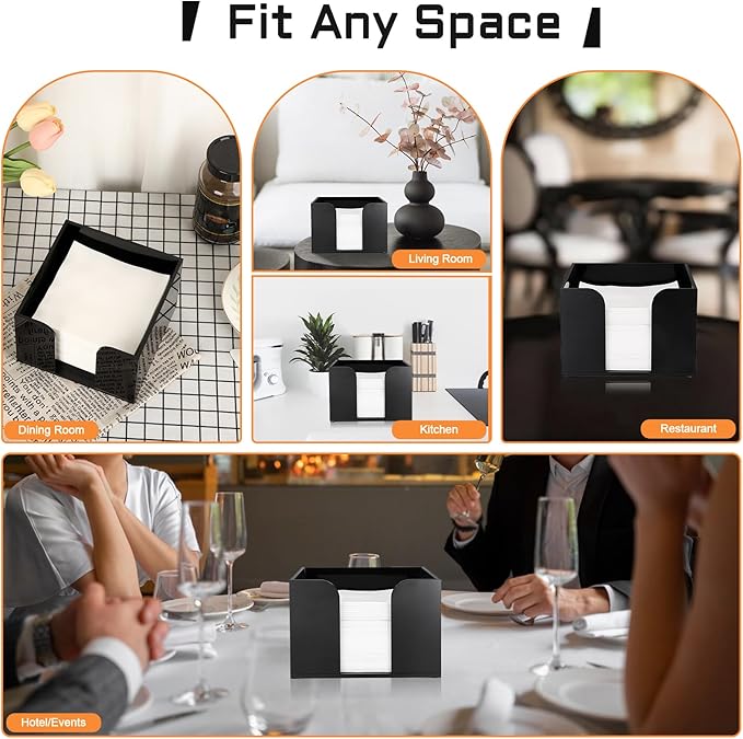 Sumnacon Square Acrylic Napkin Holder - Stylish Black Cocktail Napkin Holders for Table Countertop Kitchen, Decorative Napkin Dispenser Tray for Wedding Party Restaurant Office Hotel, 4 Inch Height
