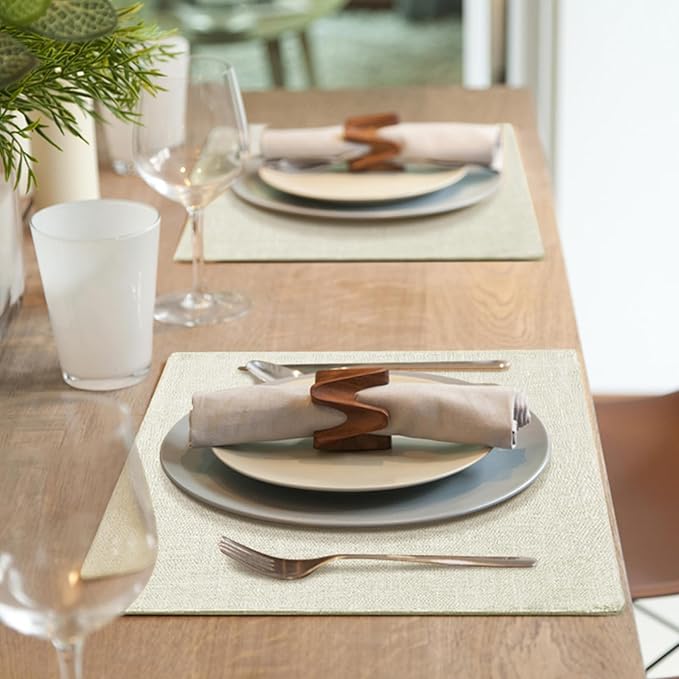 homing Cotton Linen Placemats Set of 8, Cloth Washable Farmhouse Dining Table Mats for Indoors & Outdoors, Easy to Clean, Cream, 13 x 19 Inch