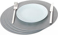 Nikalaz Round Placemats Set (Pack of 4) Recycled Leather Table Mats 15 inches, Kitchen Dining Table Decor by Nikalaz (Dirty Grey)