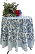 ATOSII Midnight Bloom 100% Cotton Round Tablecloth, Handblock Print Floral Table Cloth for Kitchen Dining Linen I Parties, Weddings, Outdoors, Thanksgiving, Christmas I 72" Inches Round