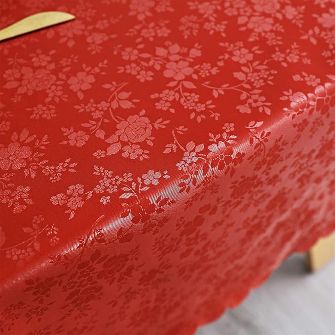Smiry Rectangle Table Cloth, Waterproof Heavy Duty Vinyl Tablecloths, Wipeable Washable Table Cover for Kitchen and Dining Room (Red, 54" X 108")