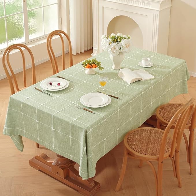 Zobesta Linen Square Table Cloth 70 x 70 Inch, Cotton Green Linen Square Tablecloth, Farmhouse Soft Boho Tablecloth for Outdoor, Party, Holiday, Picnic, Dining