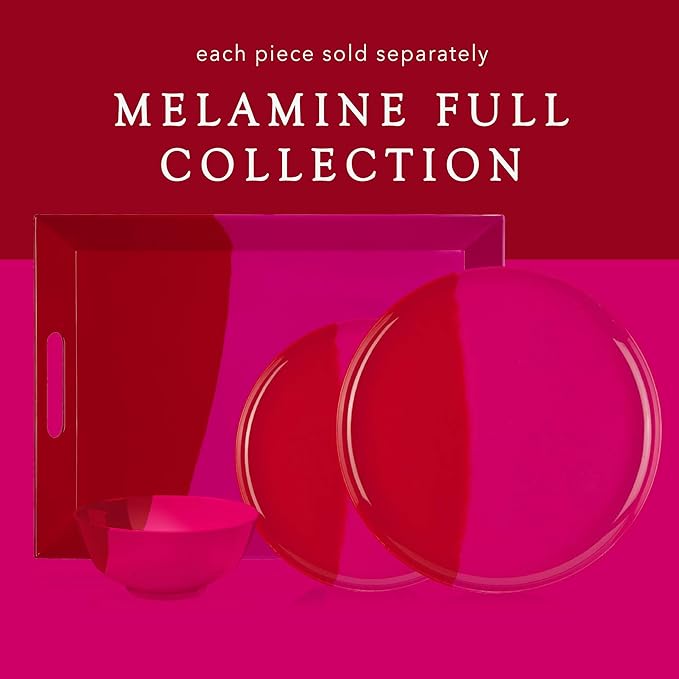 Thomas Fuchs Creative Melamine Side Plates Set of 4, Chip and Break-Resistant, Durable Salad Plates, Kid-Friendly Dessert Plates for Indoor and Outdoor, Dishwasher Safe, Fuchsia/Red