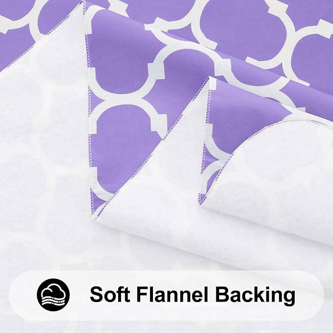 Smiry Round Plastic Table Cloth, Waterproof Vinyl Tablecloth with Flannel Backing for Round Tables, Wipeable Spillproof Tablecloths for Dining, Camping, Indoor and Outdoor (60" Round, Lavender)