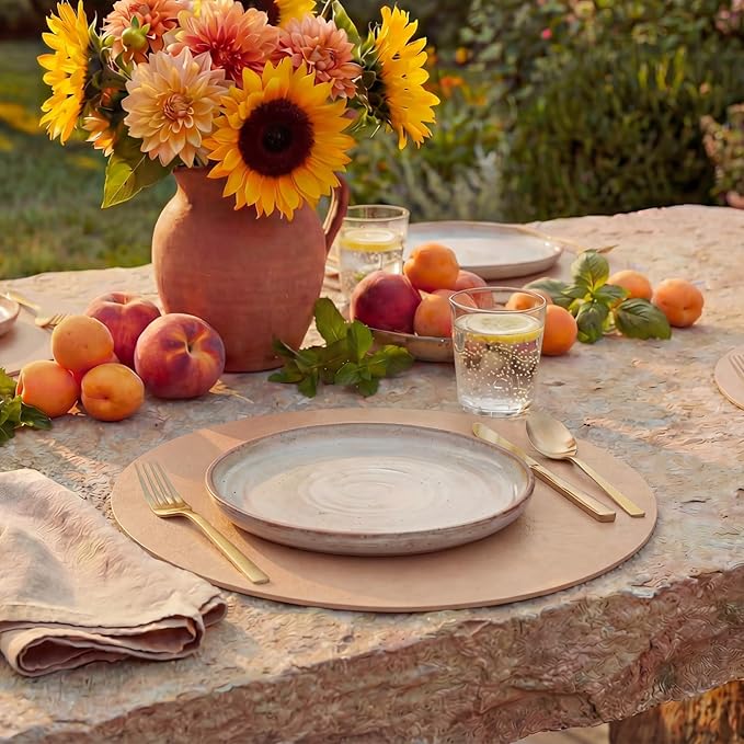Artoid Mode Pink Faux Leather Placemats Set of 4, 15 Inch Waterproof Wipeable Heat Resistant Vinyl Place Mats, Reversible Table Mats for Spring Kitchen Dining Decor