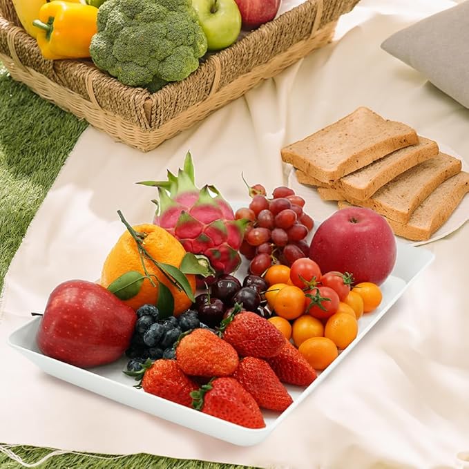 Serving Tray Platter, 17.5'' x 11.5'' x 1.6'', 3 Pcs Food Tray for Veggie Fruit Snack Dessert Cookie Cheese, Food Trays for Party Supplies Display, Large Platters for Serving Food, BPA Free