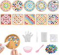 Adboros 10 Sets DIY Glass Mosaic Tiles for Crafts Mixed Color Mosaic Kits with Wooden Coaster for Adults Bamboo Coaster for Drinks Tray Handmade Home Decoration