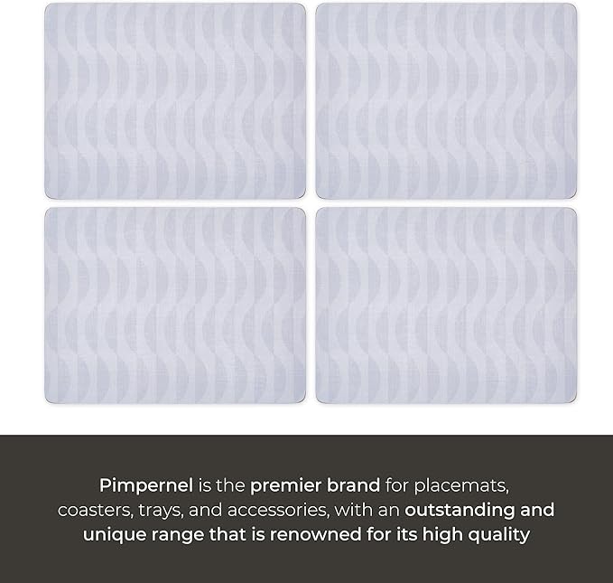 Pimpernel Eclipse Storm Grey Placemats, Set of 4 – (15.7" x 11.7") Elegant, 5mm Cork-Backed Dining Mats with Heat & Stain Resistant Lacquer Finish, Durable Protective Table Accessories