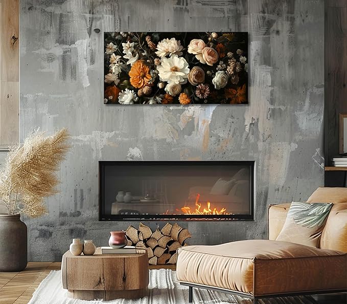 ADJUVANT Wall Art Vintage Floral Bouquet 48" L x 24" W, Flowers Peonies And Roses Canvas Painting Botanic Artwork Blossoms Prints Floral Wall Decor for Living Room Bedroom Dining Room Home Office