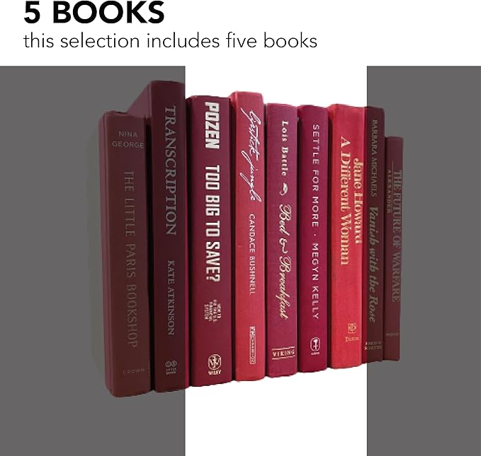 Real Books by Color® (Set of 5, Red) Decorative Bookshelf Home Decor Shelf Styling Photo Prop