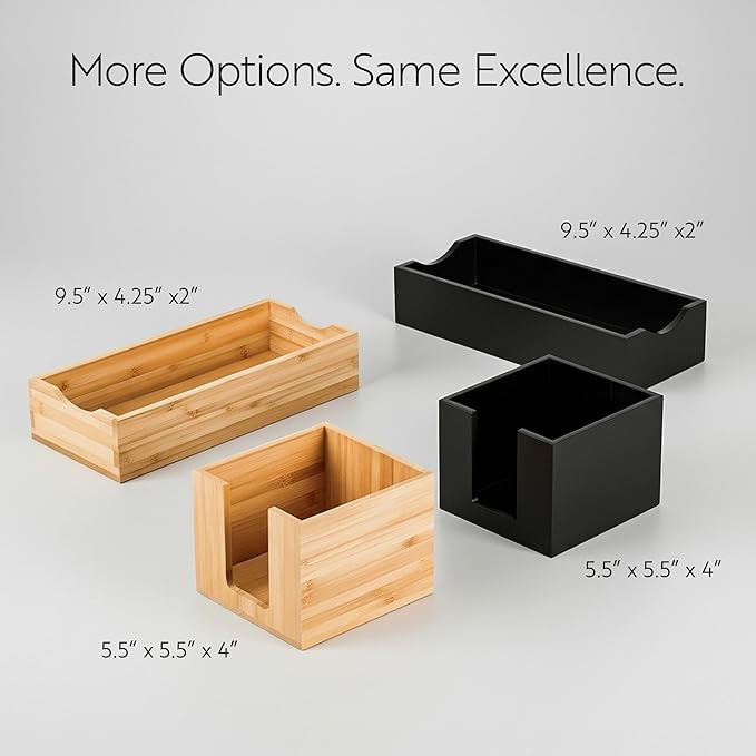 9.5 x 4.25 x 2 Inch Flat Napkin Holder, 1 Rectangle Wooden Napkin Holder - For Kitchen Tables or Countertops, Sturdy, Natural Bamboo Kitchen Napkin Holder, Dining Room Decor - Restaurantware