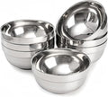 6 Pack 18/8 Stainless Steel Bowl, Double Walled Insulated Soup Bowls, 12 Oz Metal Serving Dishes Unbreakable Snack Bowl for Sauces, Rice, Noodle, Ice Cream