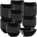 Sliner 100 Pcs Square Plastic Bowls 8 oz Plastic Serving Bowls Disposable Chip Containers for Parties Snack Fruit Candy Containers for Candy Buffet Salad Bar Buffet Party Supplies(Black)