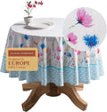 Maison d' Hermine Table Cloth Round Table 100% Cotton 63 Round Inches Tablecloth Reusable Decorative for Dining Room Farmhouse Home Valentines Day Decorations Spring Summer - Flower in The Field